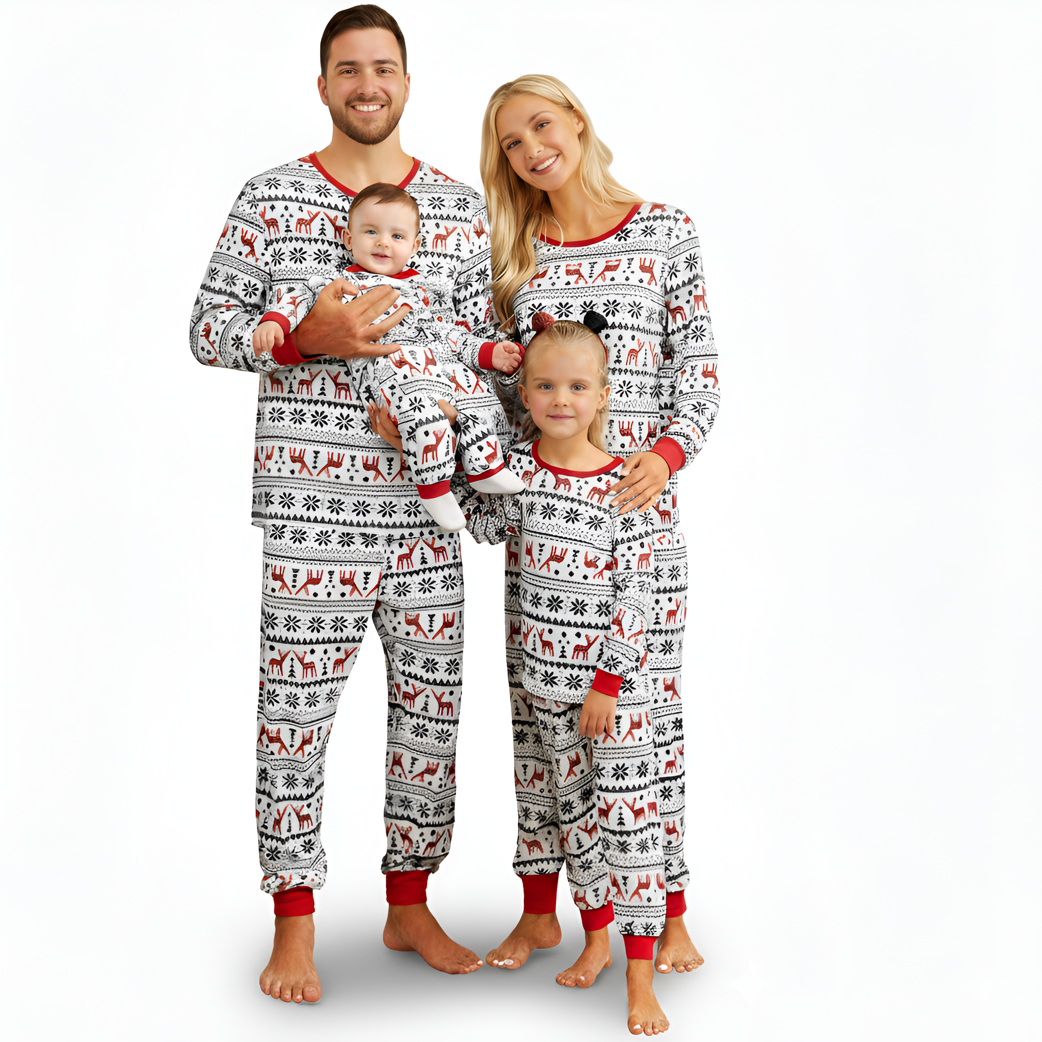Festive Matching Christmas Pajama Set With Winter Print Design