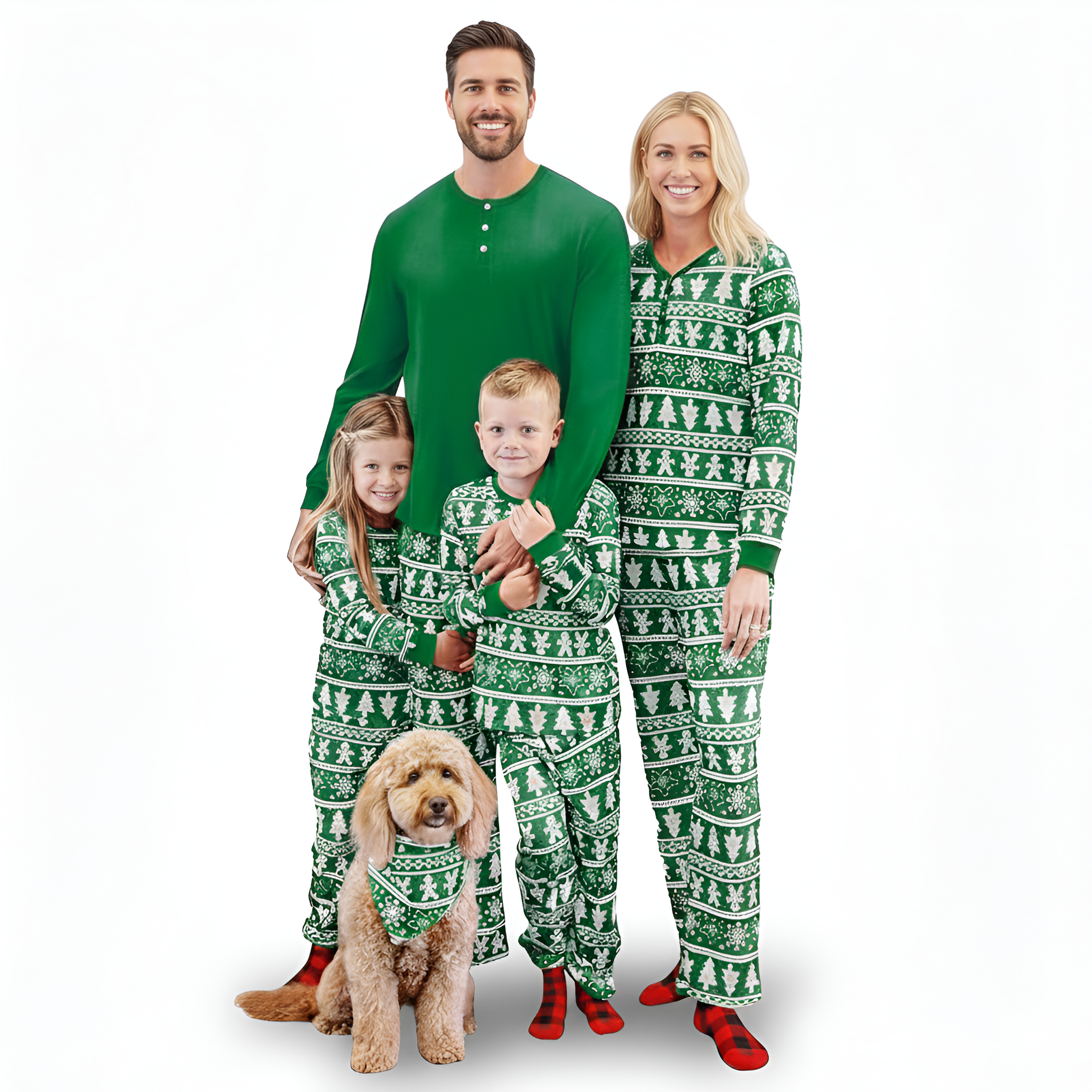 Matching Family Christmas Pajamas Set With Tree Print And Socks