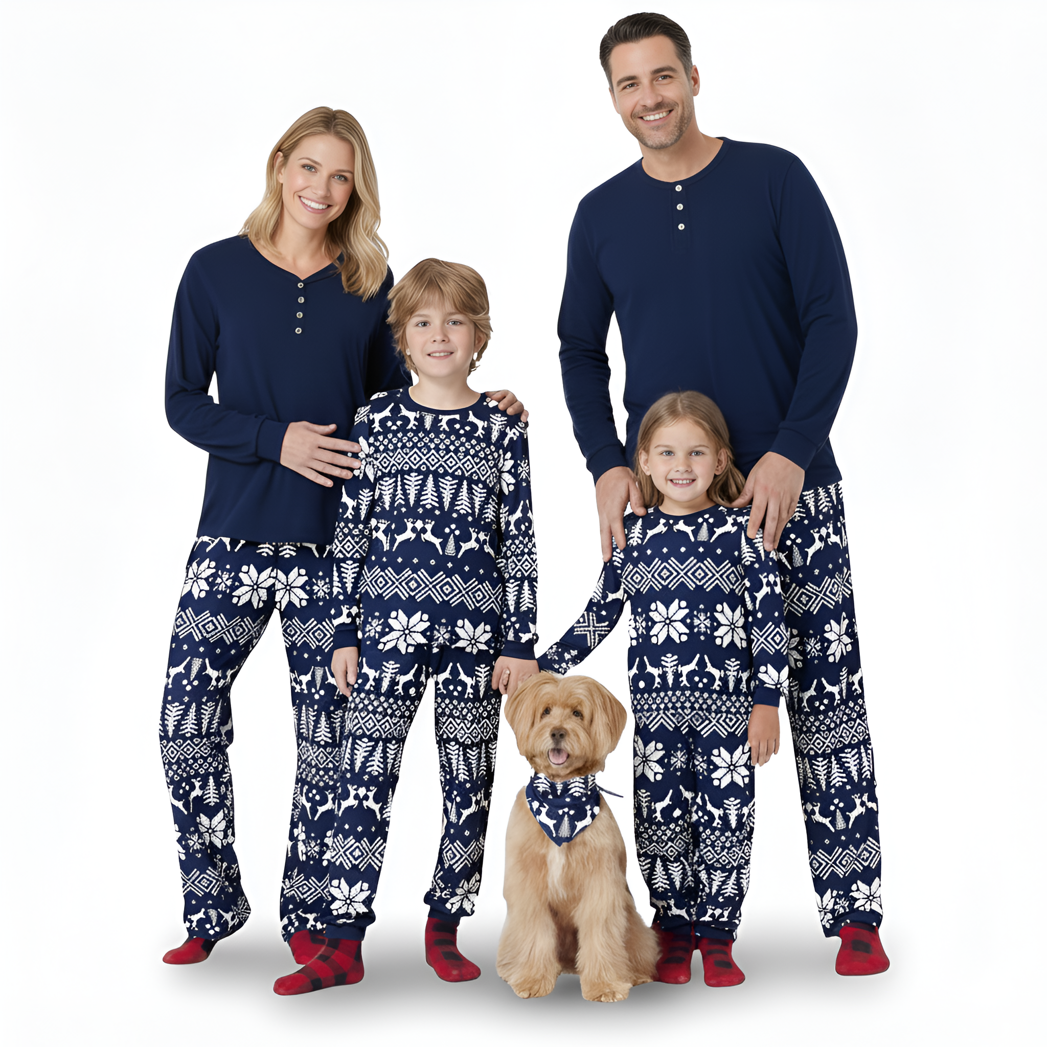 Matching Family Christmas Pajamas Set With Tree Print And Socks