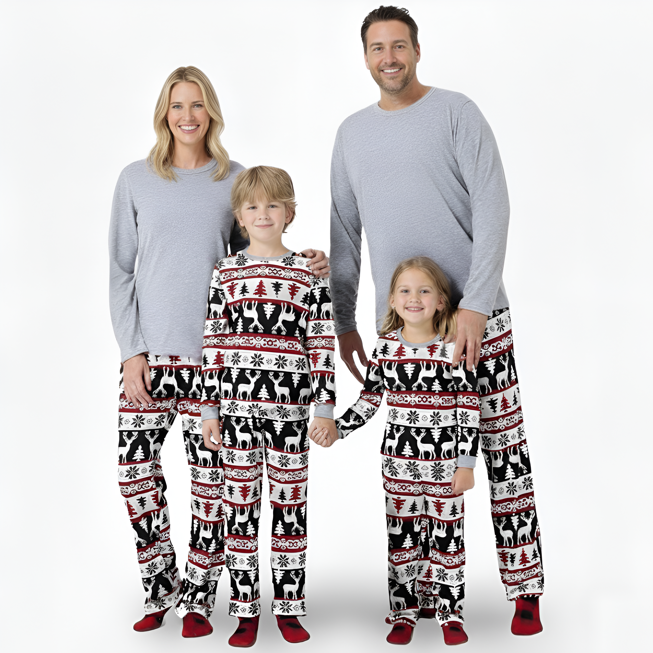 Matching Family Christmas Pajamas Set With Tree Print And Socks