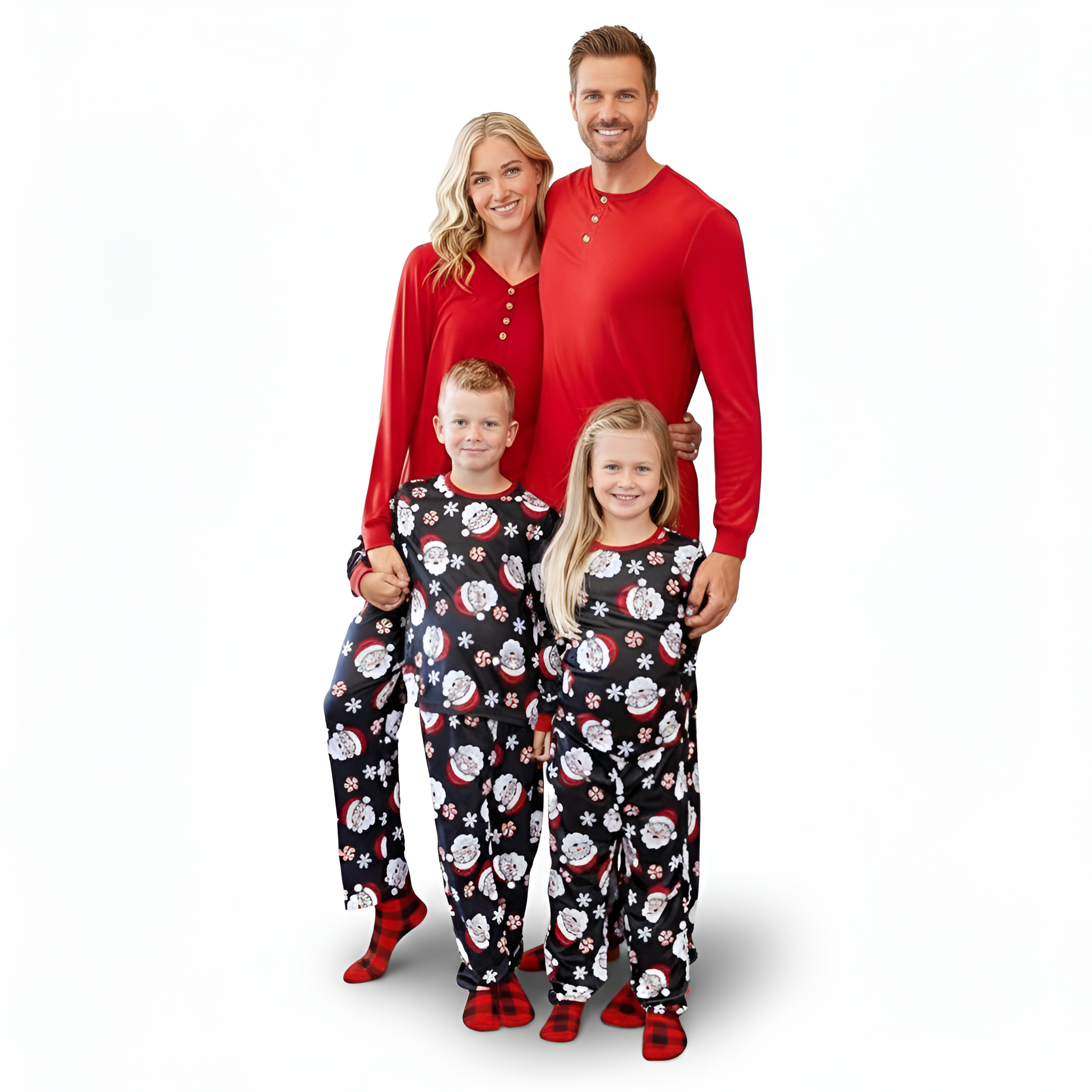 Matching Family Christmas Pajamas Set With Tree Print And Socks