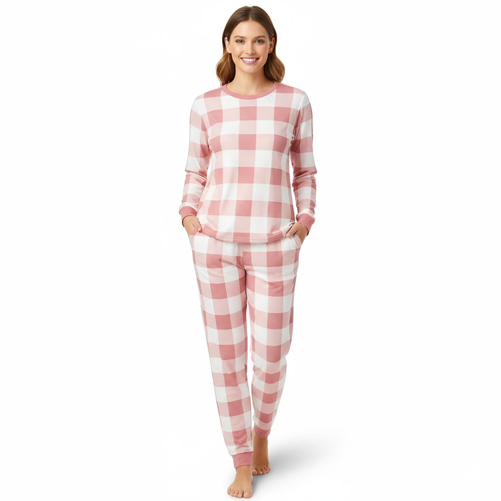 Long Sleeve T Shirt with Pants Plaid Sleepwear Loungewear Family Matching Pajama Sets