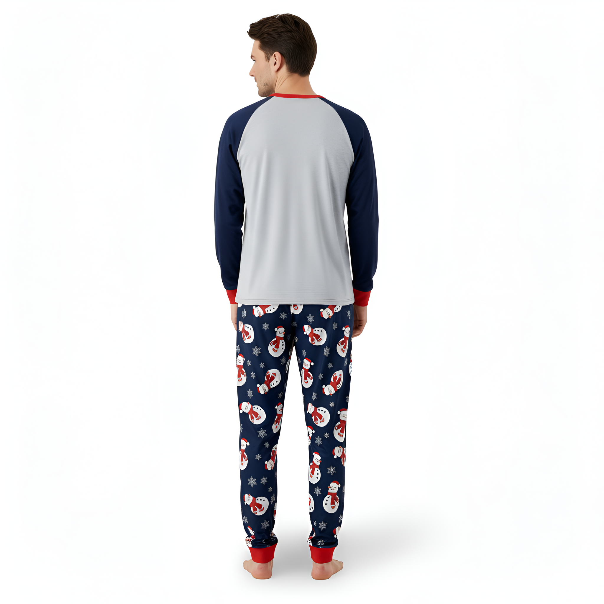 Snowman Printed Christmas Crew Neck Pajama Set