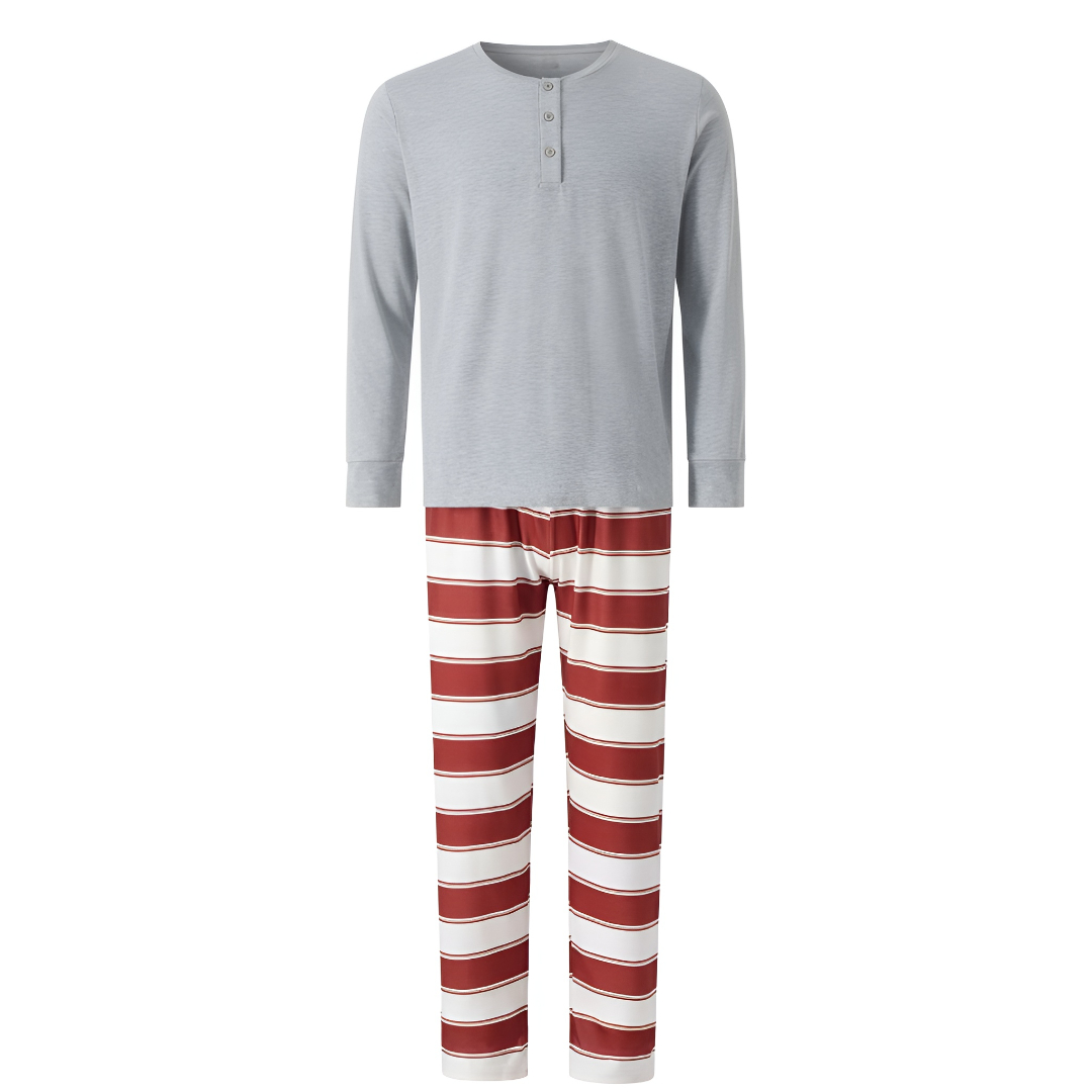 Long Sleeve Tops and Striped Pants Family Matching Pajama Sets