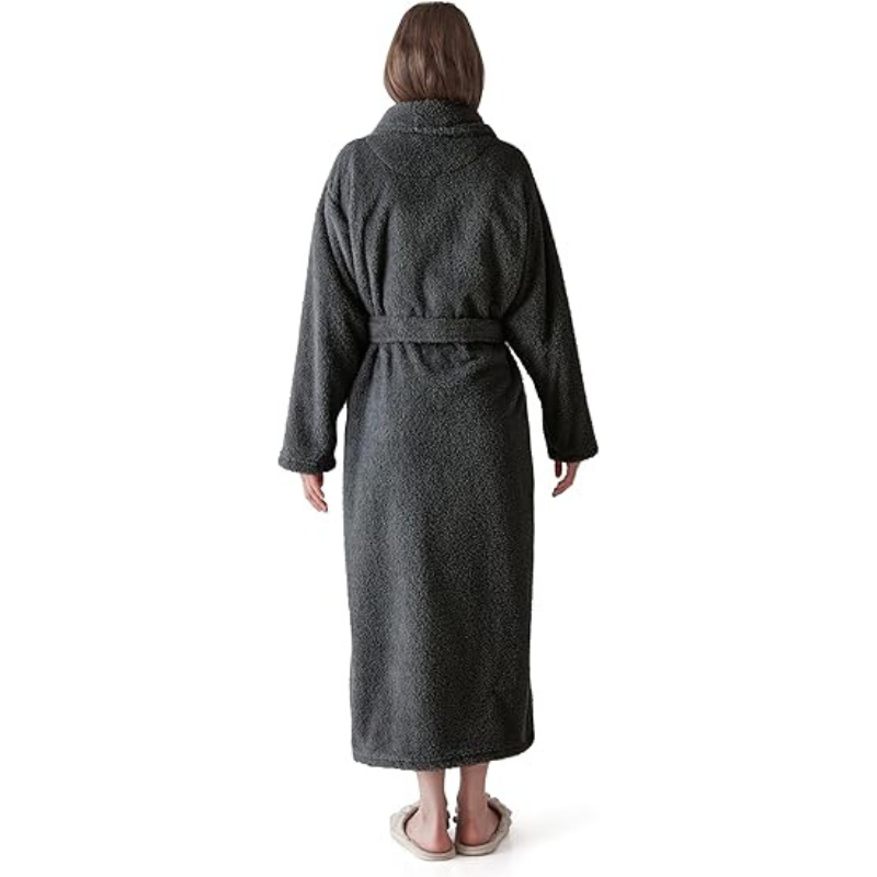 Fleece Shawl Collar Design Bathrobe For Women