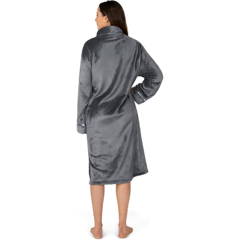 Cozy Zip Up Front Bathrobe With Soft Fleece For Women