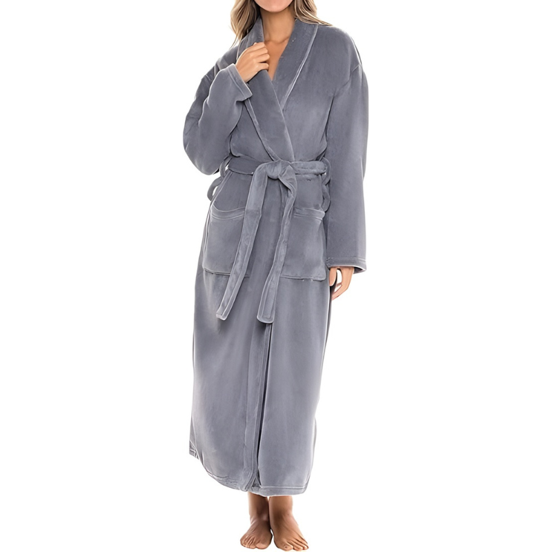 Long Plush Fleece Winter Bathrobe For Women