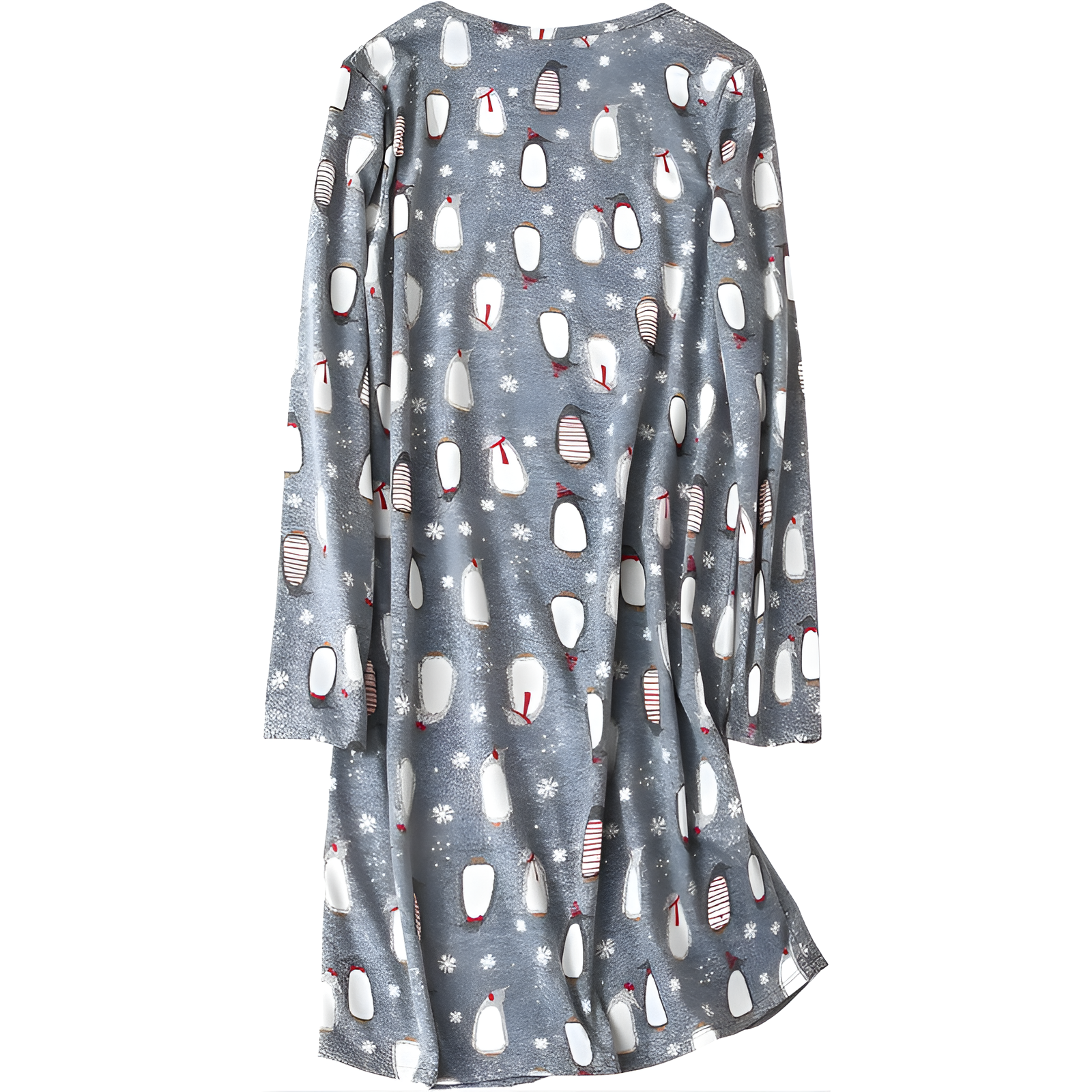 Printed Long Sleeve Nightgown House Dress For Women