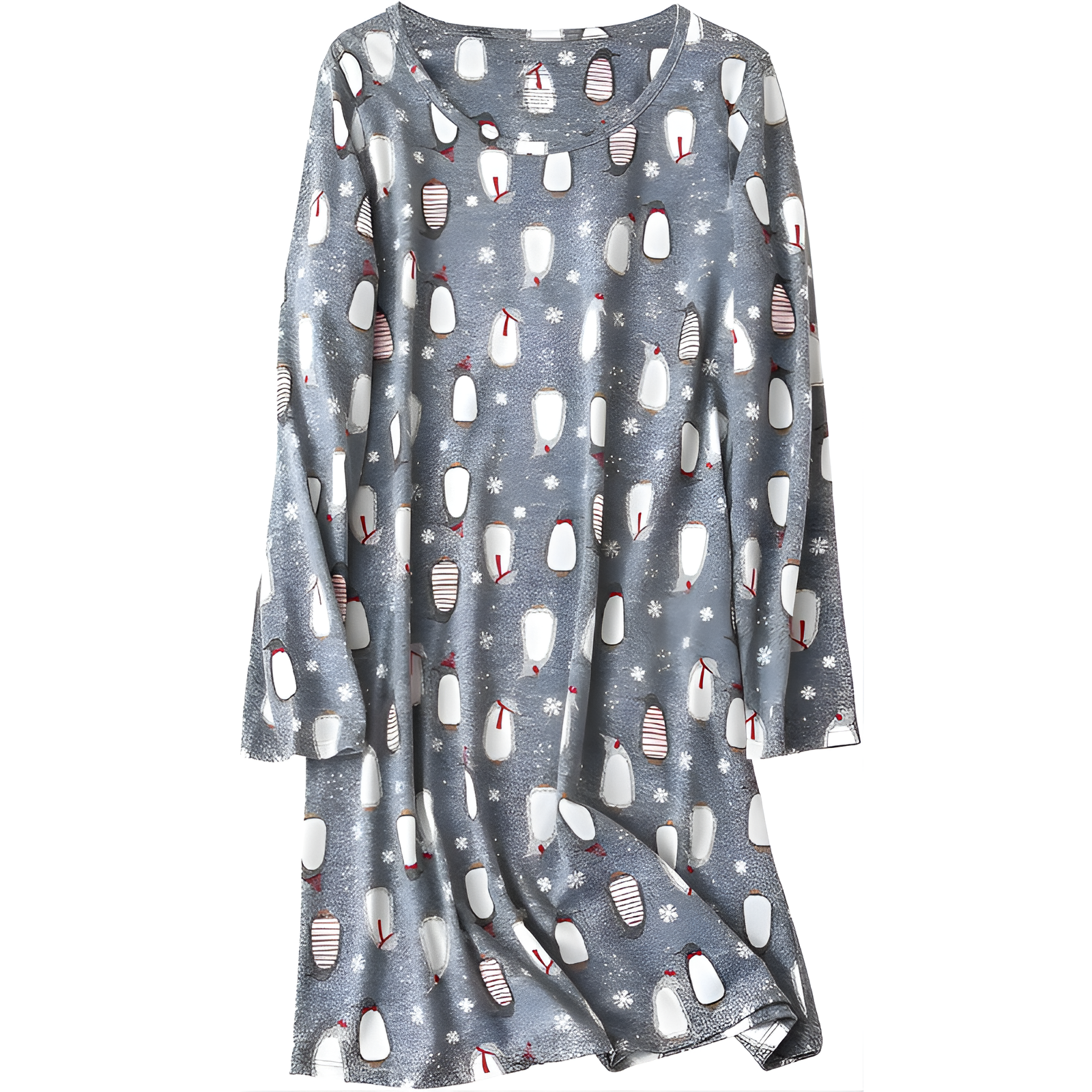 Printed Long Sleeve Nightgown House Dress For Women