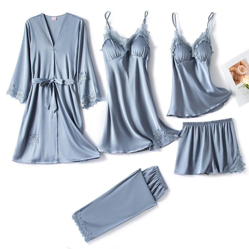 Women's 5 Piece Satin Pajamas Set-Original Pajamas