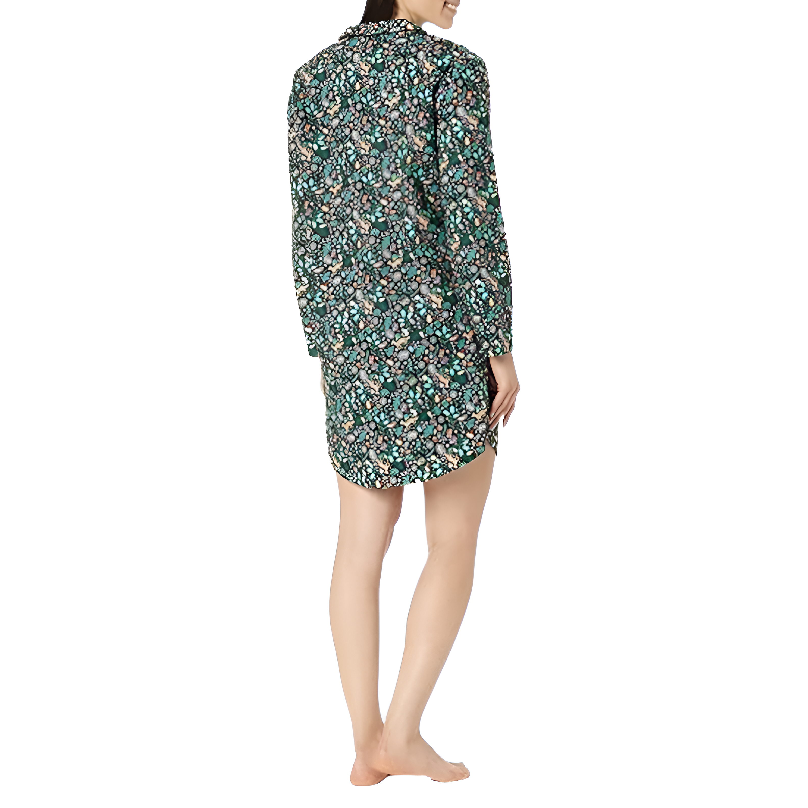 Notch Collar Flannel Nightgown With Button Front Sleepwear For Women