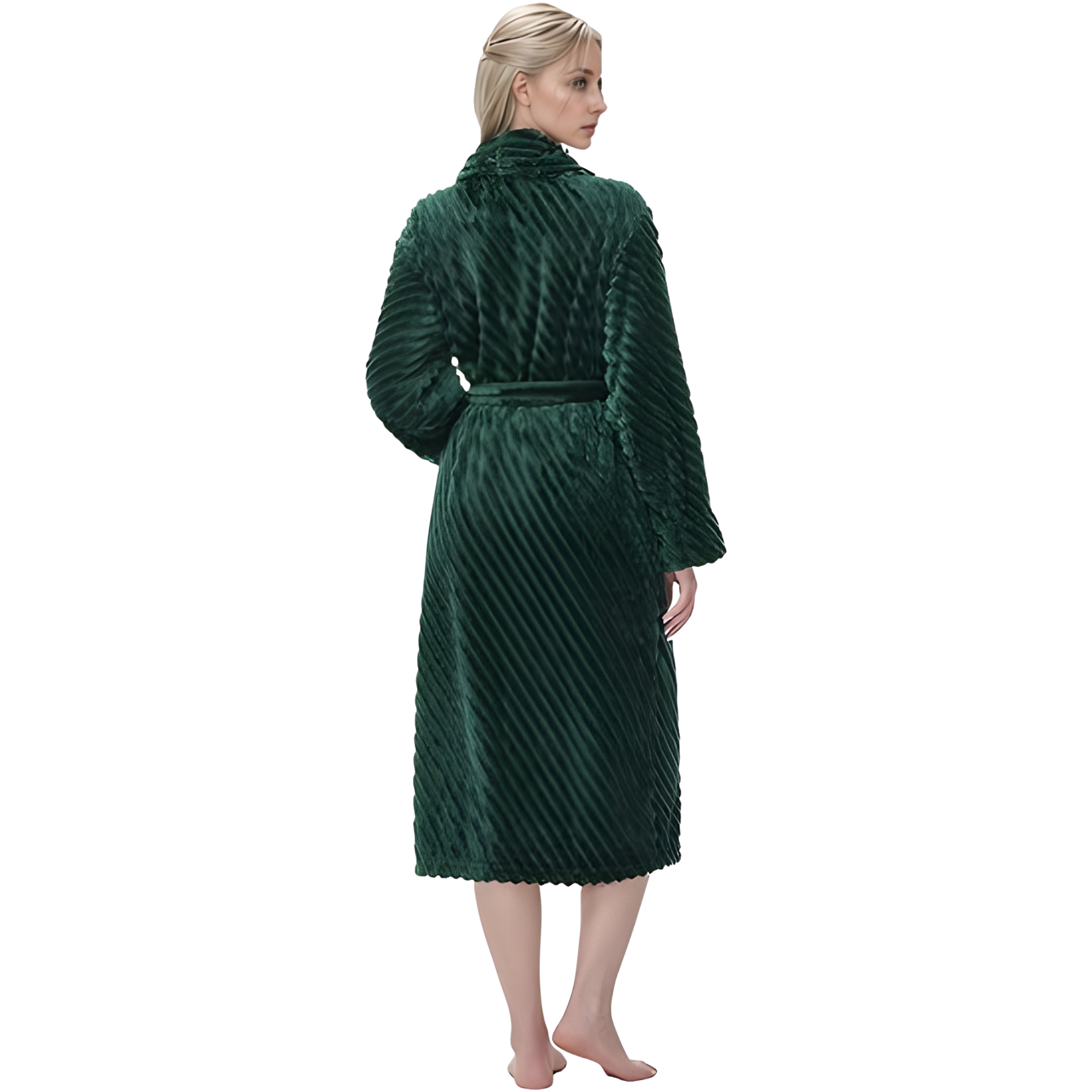 Soft Plush Fleece Long Bathrobe For Women Home Lounge