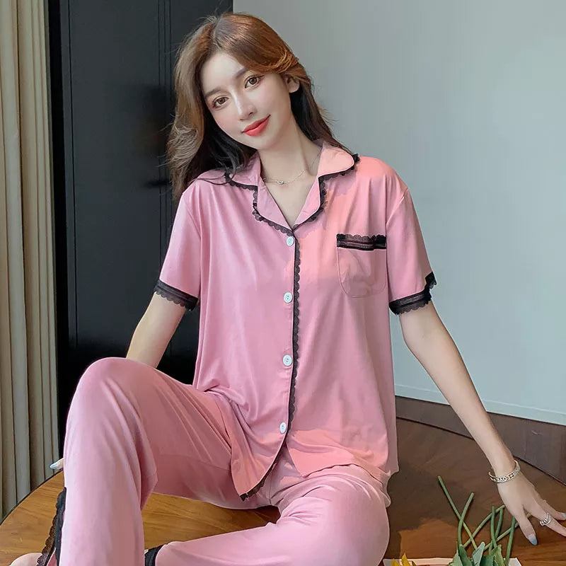 The Short Sleeve Women 3 Piece Loungewear Sleepwear-Original Pajamas