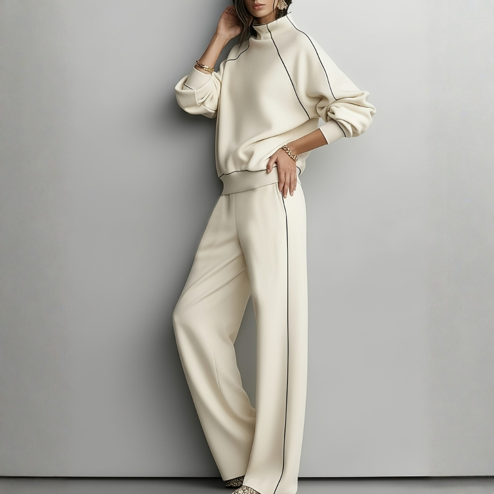 High Collar Wide Pant Set