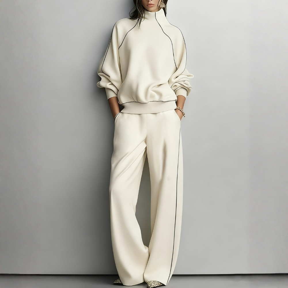 High Collar Wide Pant Set
