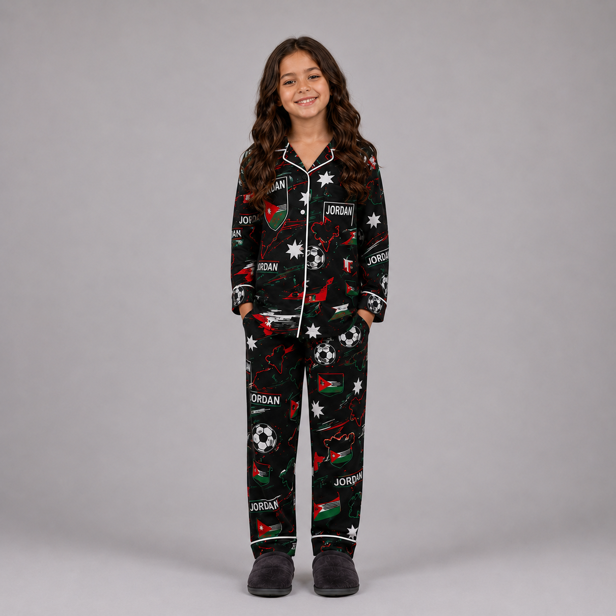 World Cup 2026 Jordan Football Themed All Over Printed Matching Pajama Set