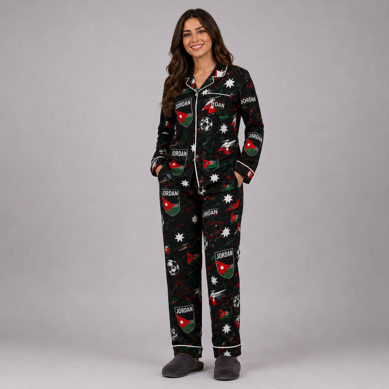 World Cup 2026 Jordan Football Themed All Over Printed Matching Pajama Set