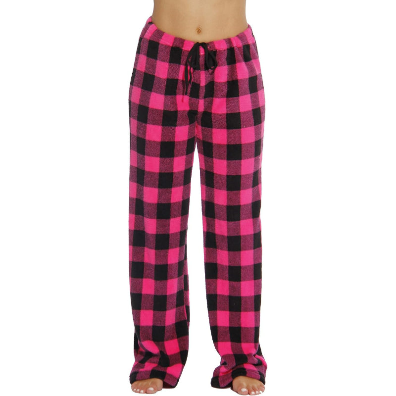 Plaid Pattern Plush Pajama Pants-Original Pajamas