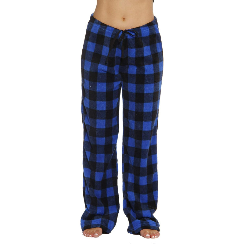 Plaid Pattern Plush Pajama Pants-Original Pajamas