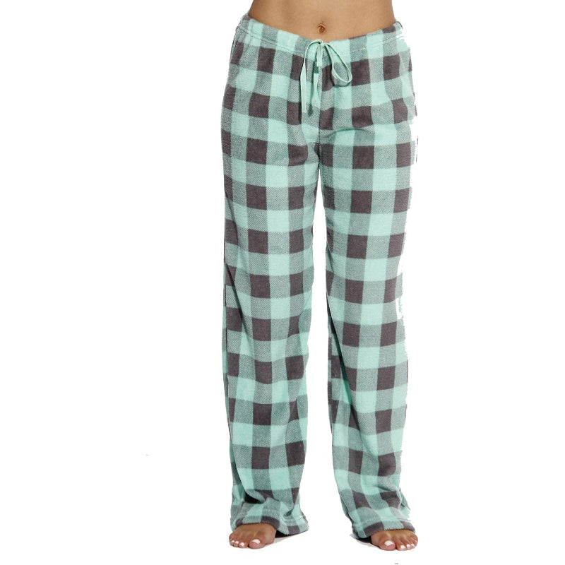Plaid Pattern Plush Pajama Pants-Original Pajamas