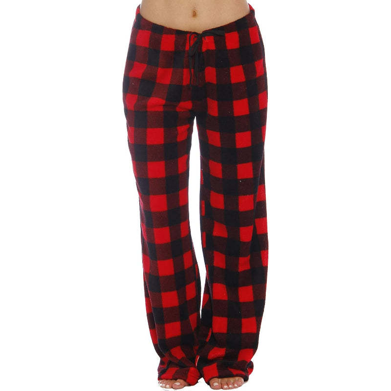Plaid Pattern Plush Pajama Pants-Original Pajamas