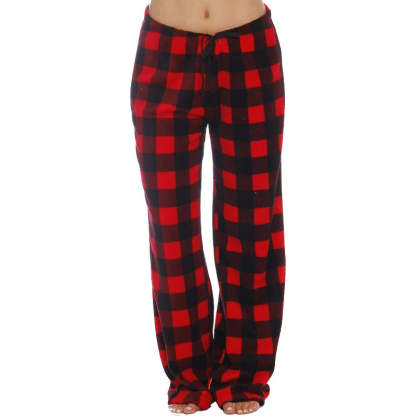 Plaid Pattern Plush Pajama Pants-Original Pajamas