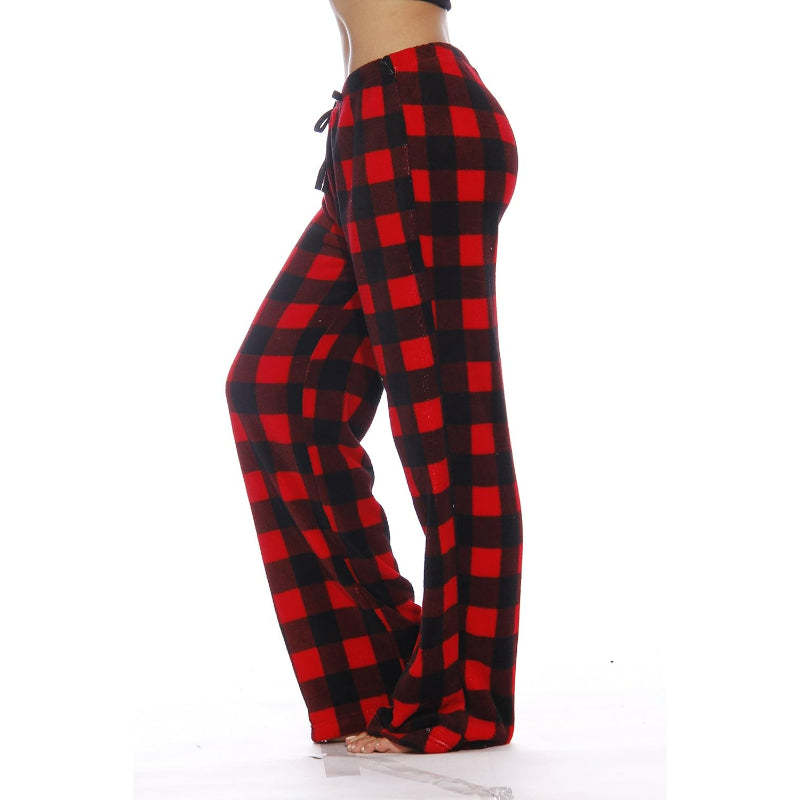 Plaid Pattern Plush Pajama Pants-Original Pajamas