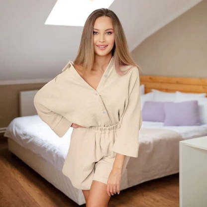 Women's Cotton Quarter Sleeve Pajamas Set-Original Pajamas