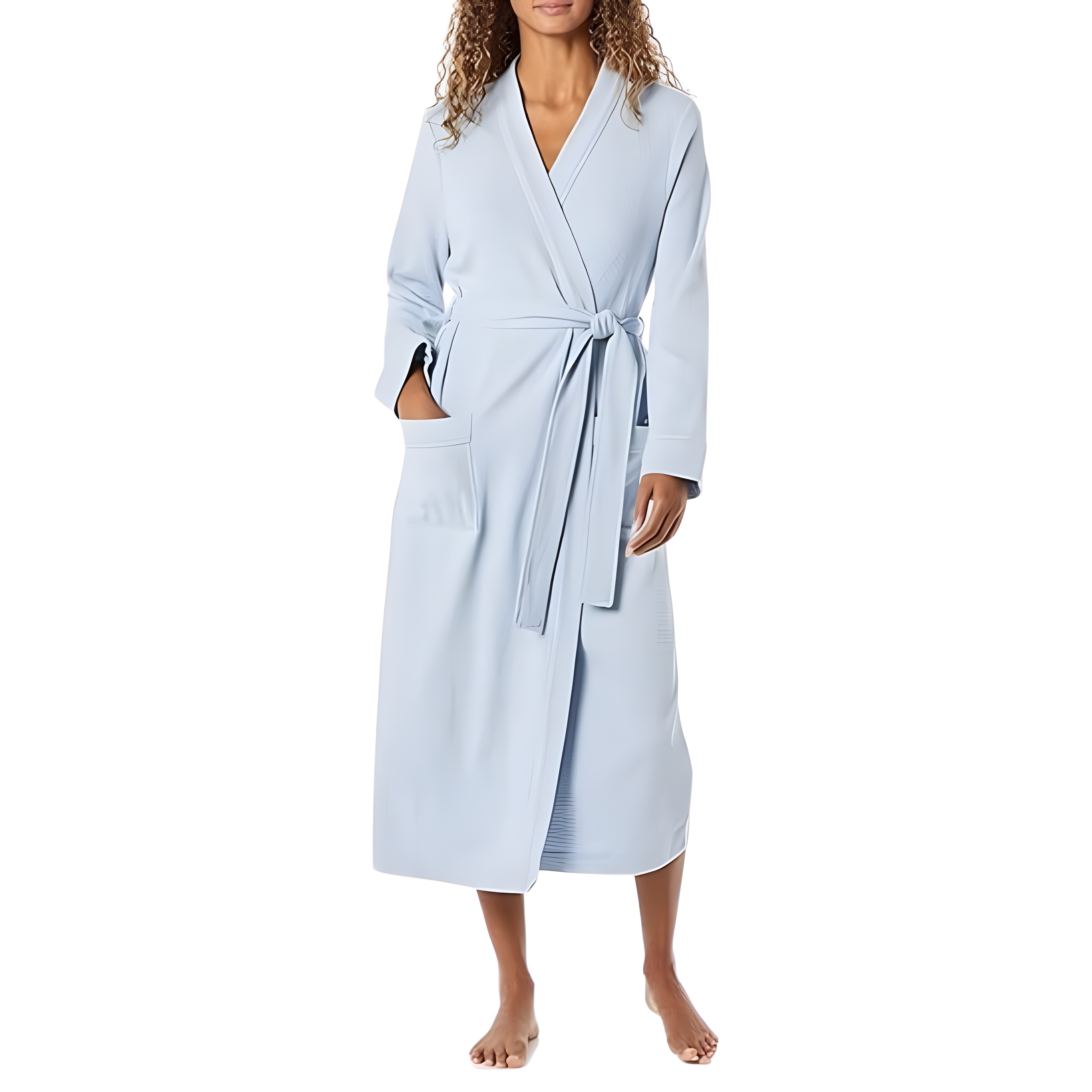 Lightweight Waffle Knit Full Length Bathrobe Home Wear For Women