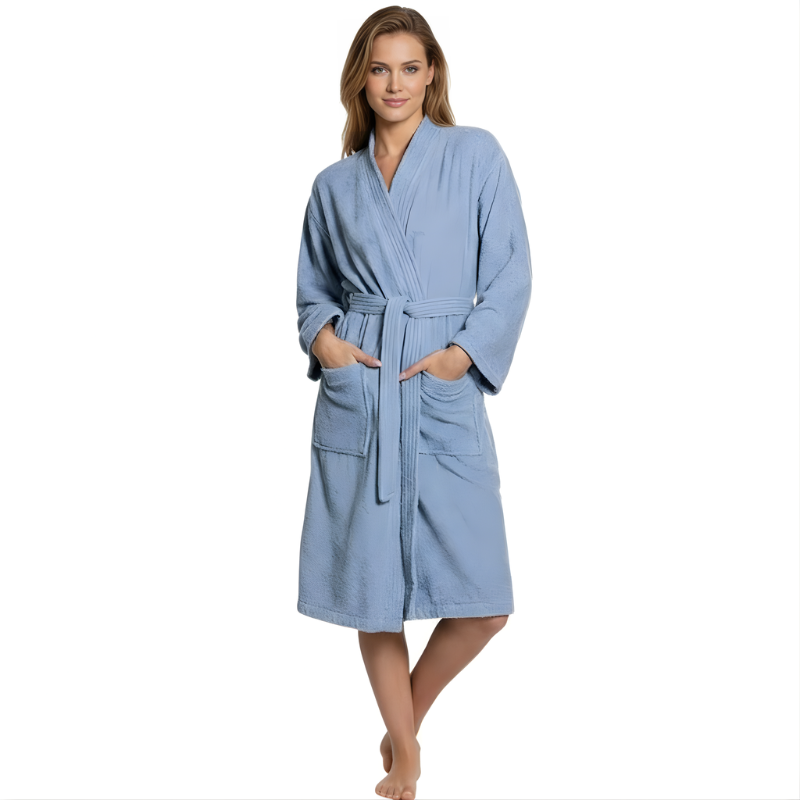 Soft Turkish Terry Cloth Kimono Design Bathrobe For Women