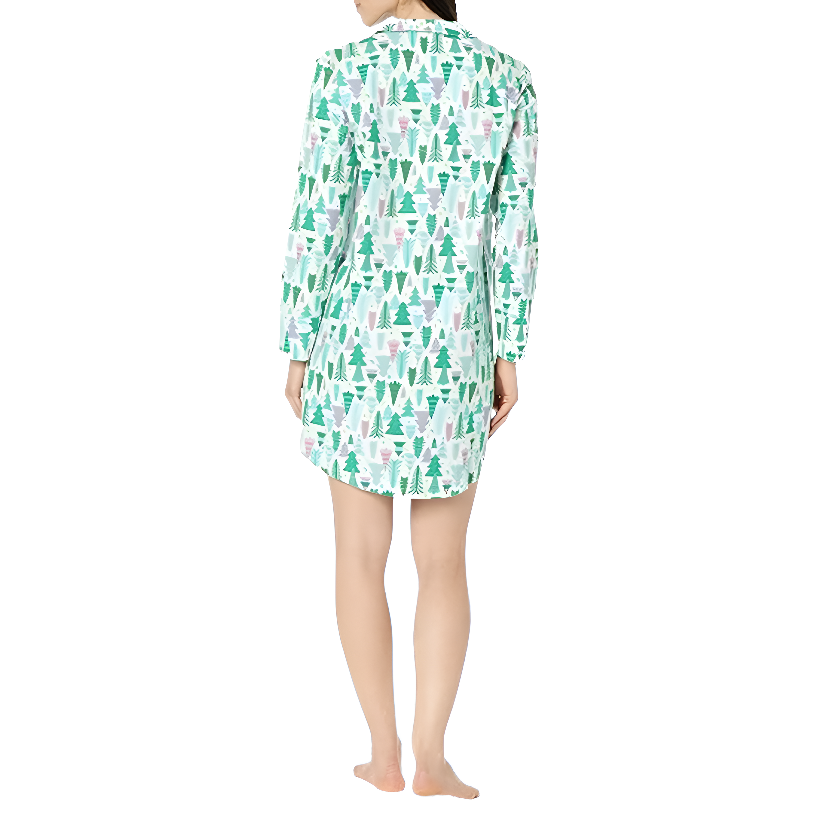 Notch Collar Flannel Nightgown With Button Front Sleepwear For Women