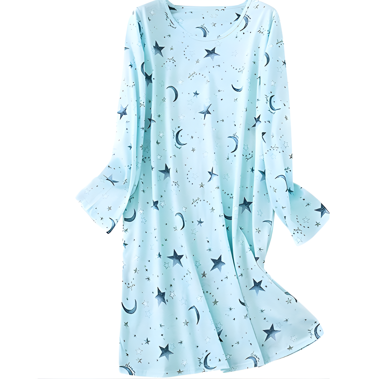Printed Long Sleeve Nightgown House Dress For Women