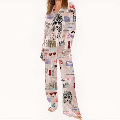 Two Piece Pajama Set With Lapel Collar-Original Pajamas