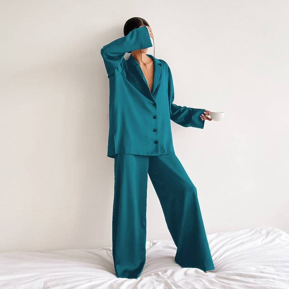 Women Long Sleeves Leg Pants Trouser Suits-Original Pajamas