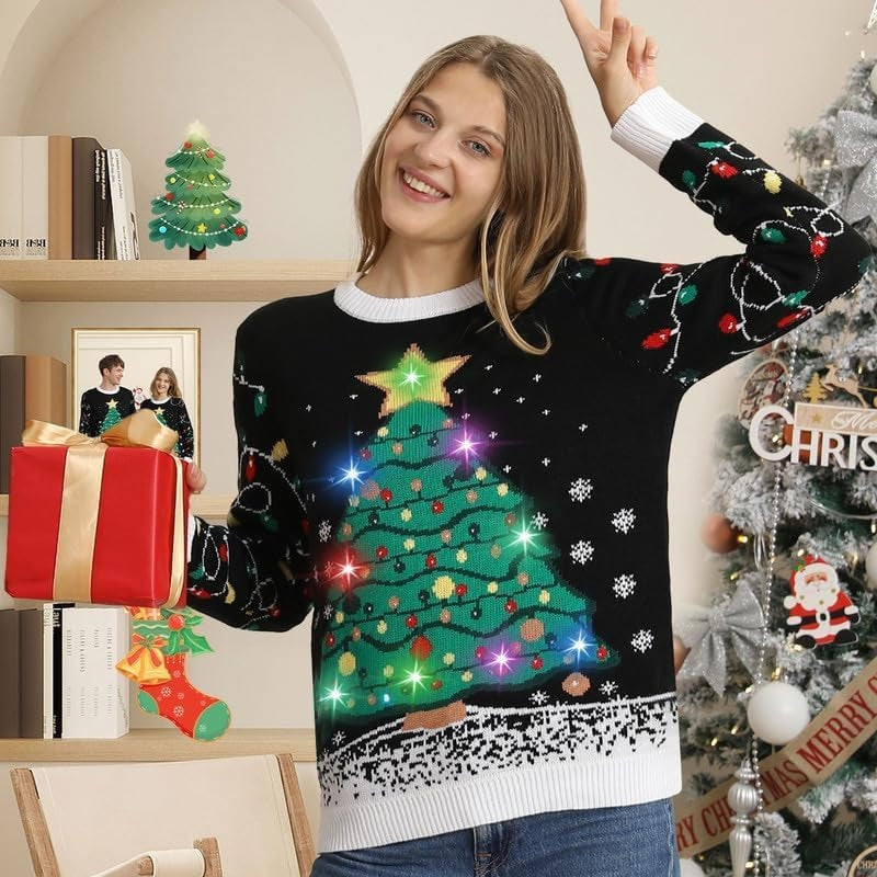 Illuminated Festive Christmas Sweater-Original Pajamas
