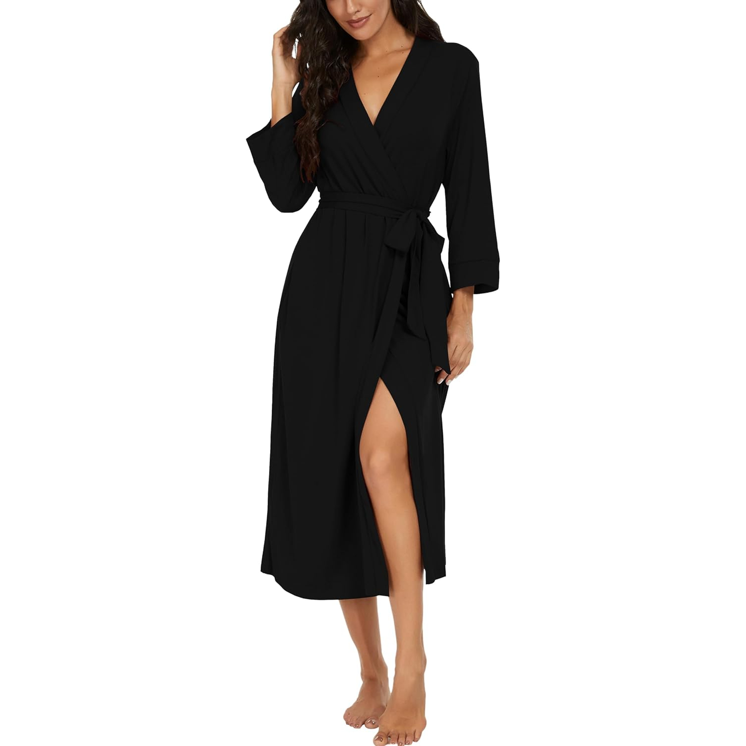 Lightweight  Long Lounge Robe With Pockets For Women