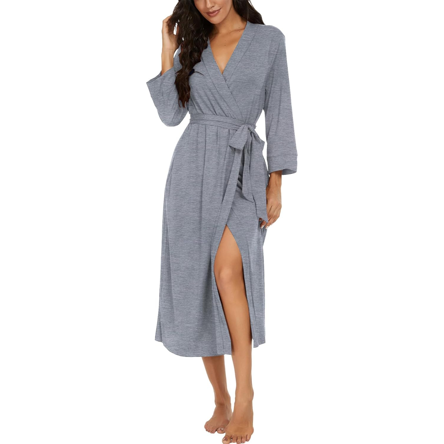 Lightweight  Long Lounge Robe With Pockets For Women