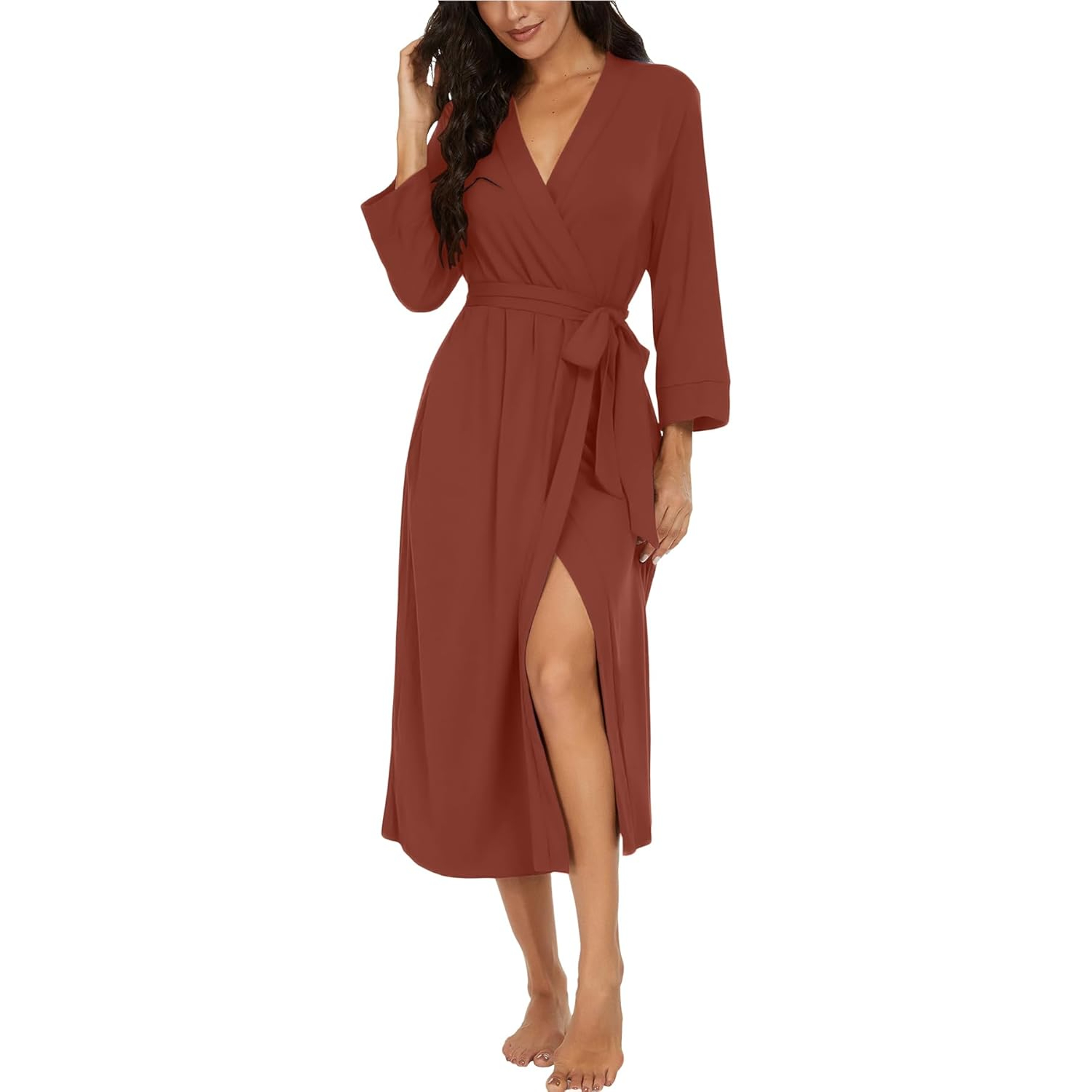 Lightweight  Long Lounge Robe With Pockets For Women