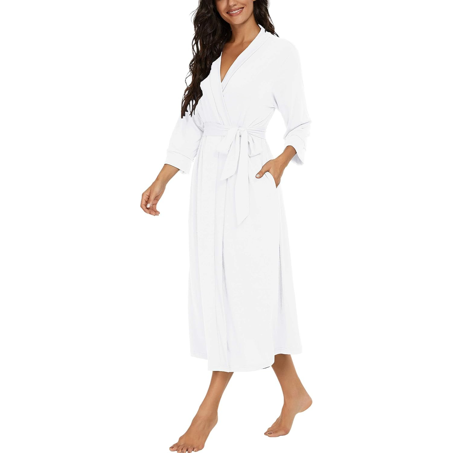 Lightweight  Long Lounge Robe With Pockets For Women