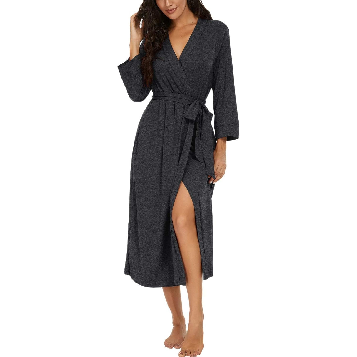Lightweight  Long Lounge Robe With Pockets For Women