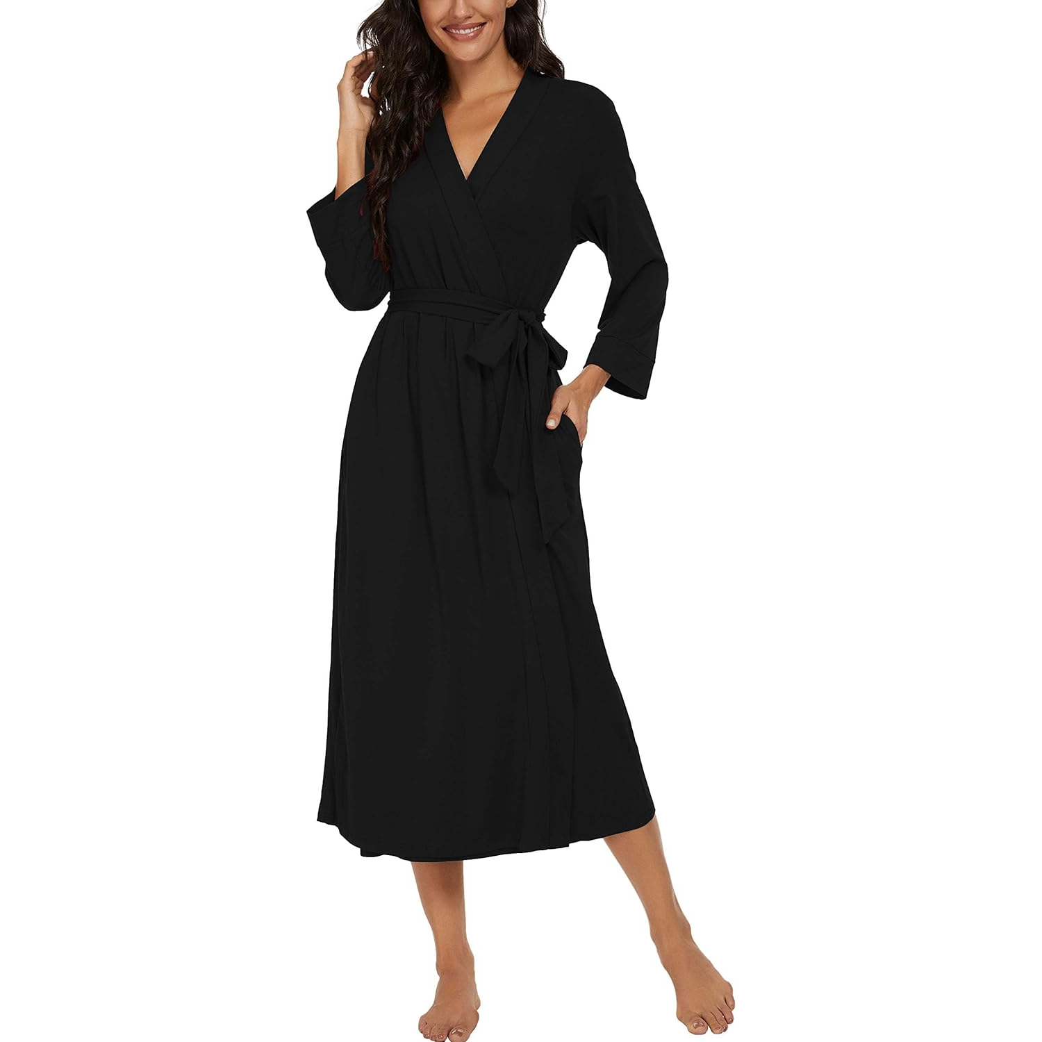 Lightweight  Long Lounge Robe With Pockets For Women