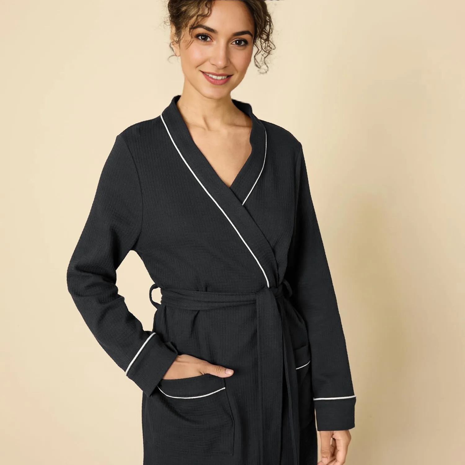 Lightweight Mid Length Bath Robe For Women