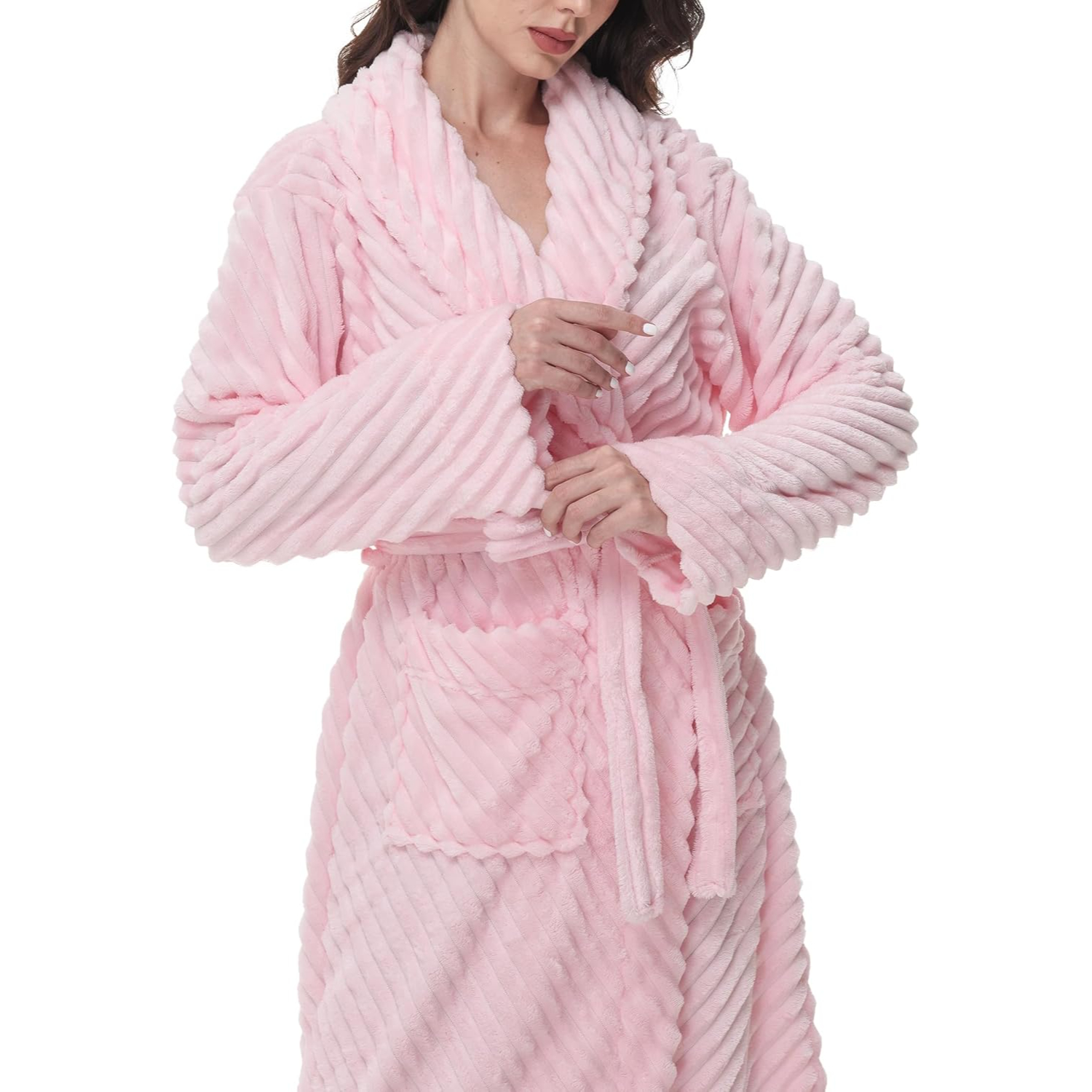 Long Fleece Bathrobe For Women