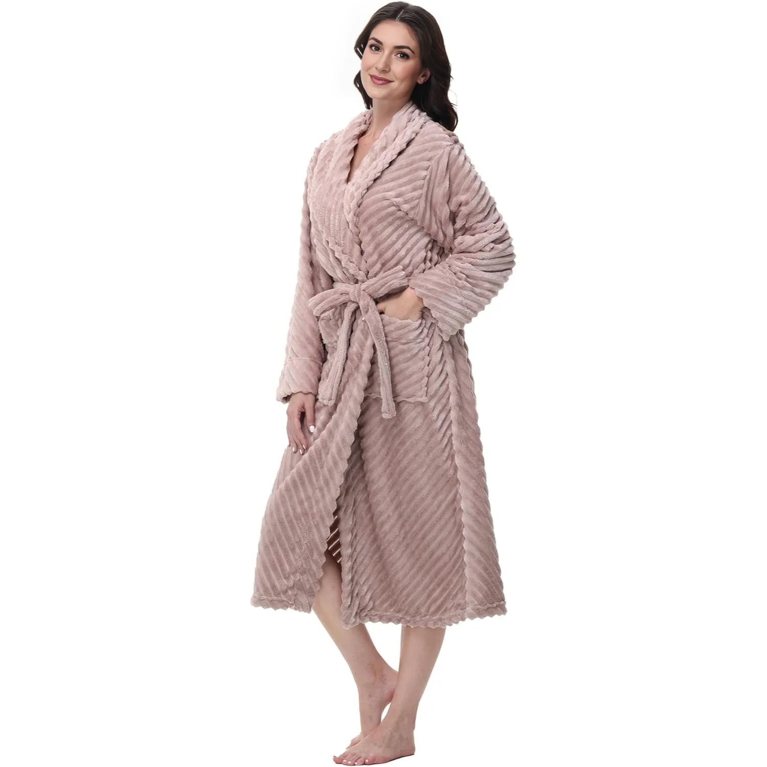 Long Fleece Bathrobe For Women