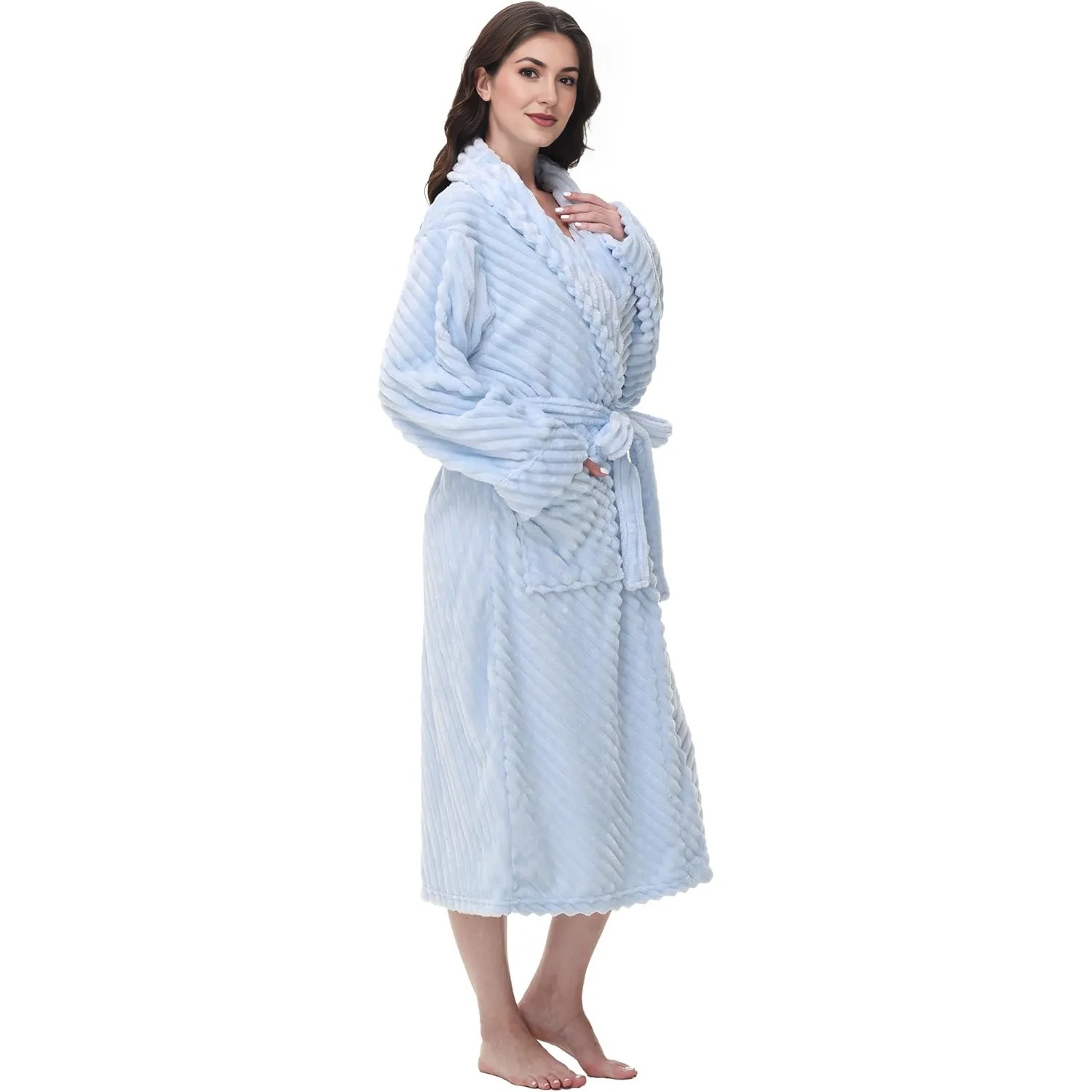 Long Fleece Bathrobe For Women
