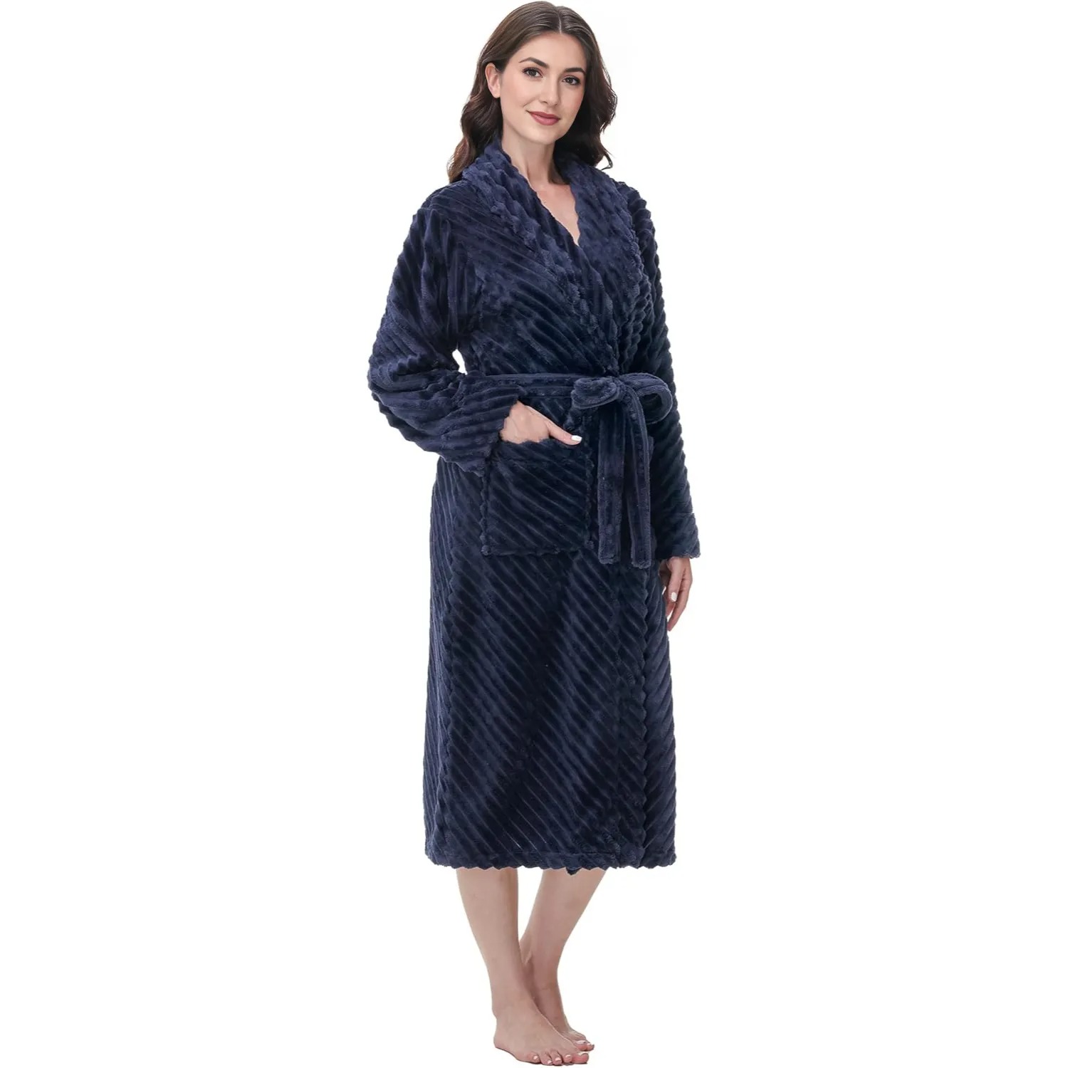 Long Fleece Bathrobe For Women