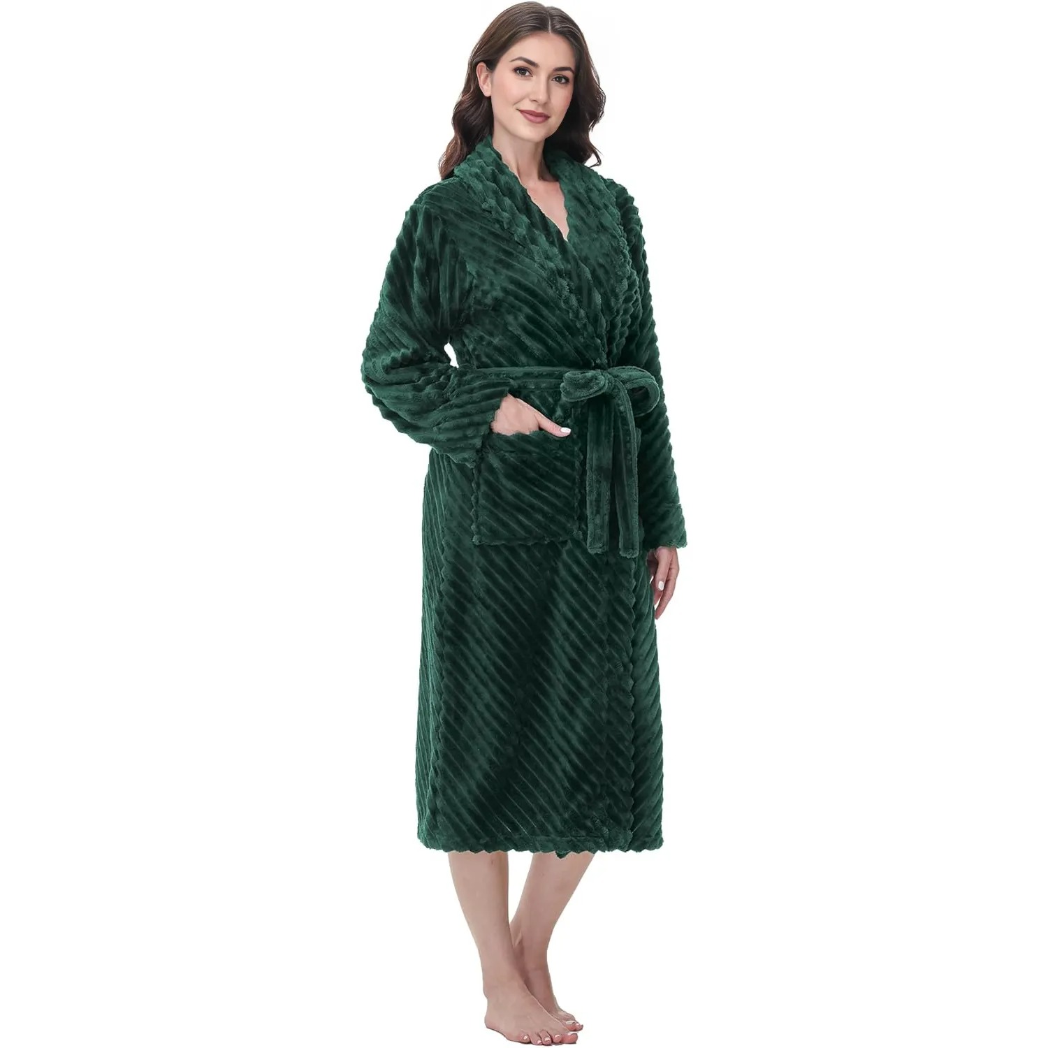 Long Fleece Bathrobe For Women