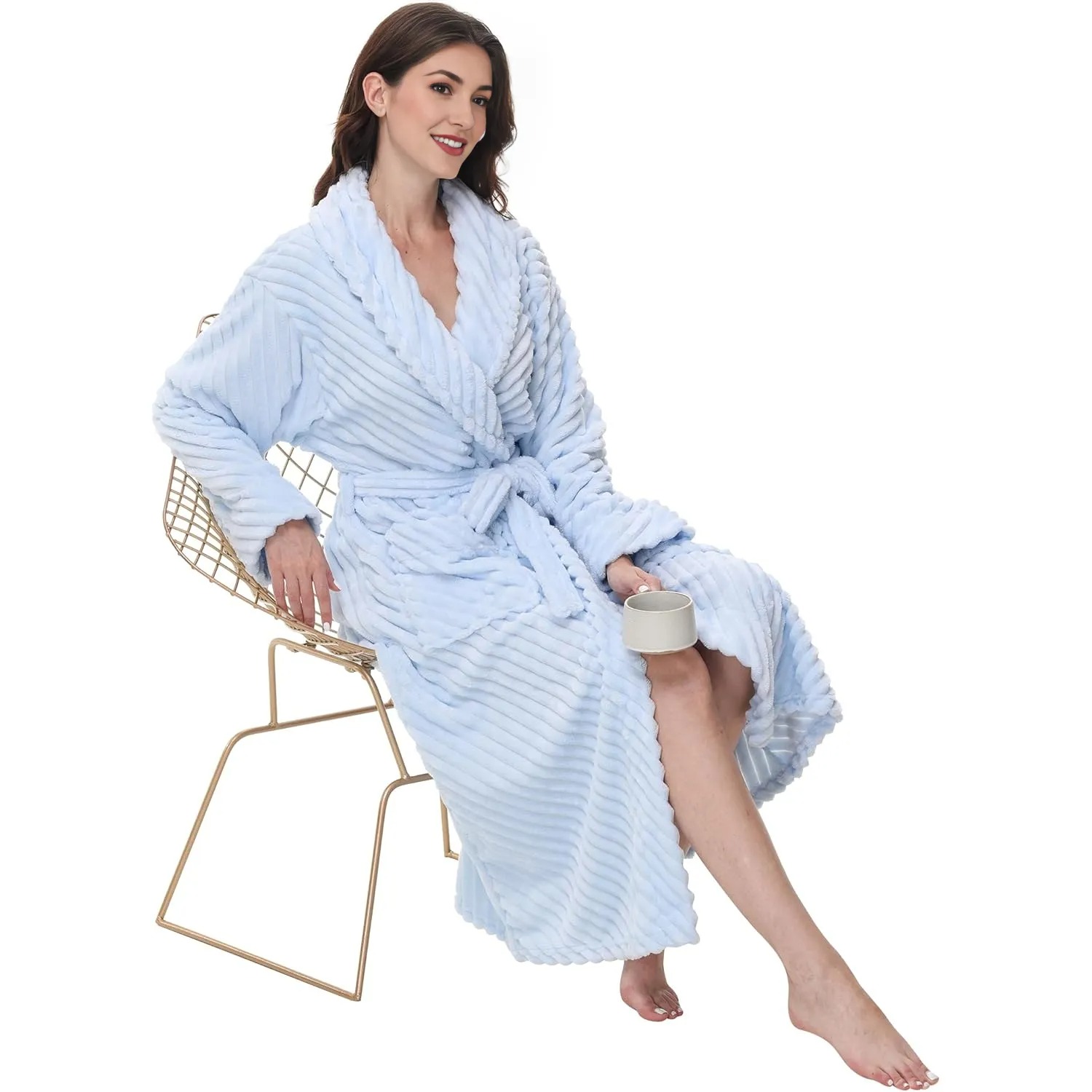 Long Fleece Bathrobe For Women