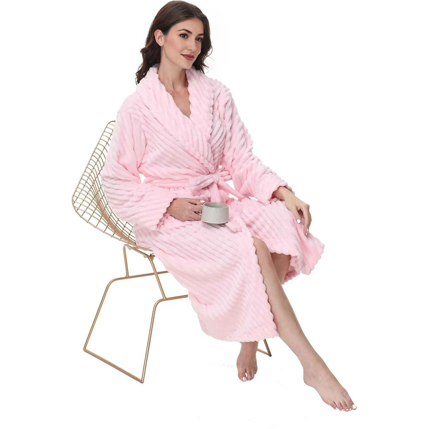 Long Fleece Bathrobe For Women