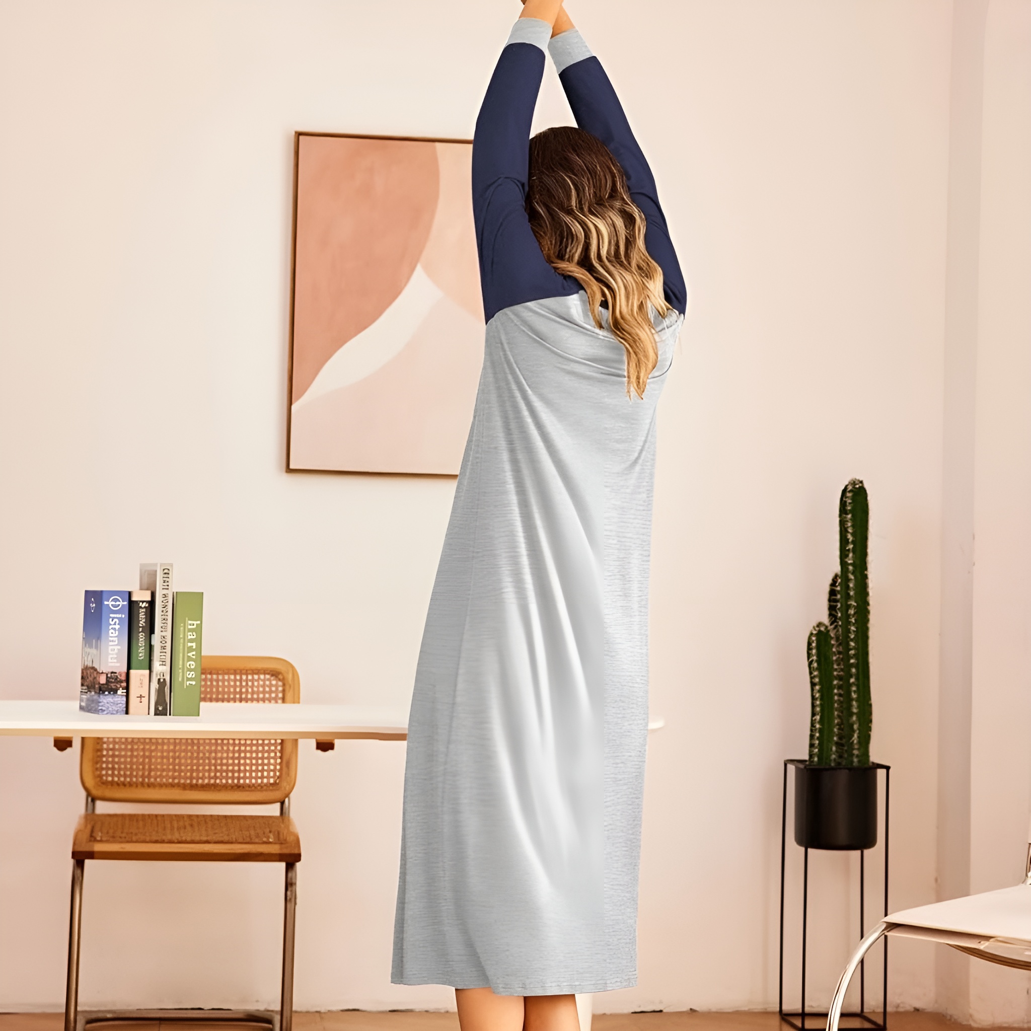 Long Sleeve Button Nightgown Sleepwear For Women